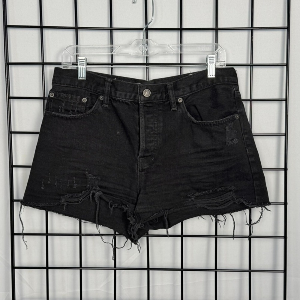 Free People We The Free Denim Shorts Womens 29 Black Distressed Festival Cutoff